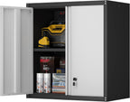 Garage Storage Cabinet, Wall Mounted Locking Cabinet with Doors and Shelves, Steel Tool Garage Cabinets and Storage, Utility Cabinet for Workshop