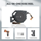 Giraffe Tools PRO Heavy Duty Retractable Garden Hose Reel - 78ft 1/2 Inch Auto Rewind with Any-Length Lock, Wall Mounted Metal Bracket, Commercial