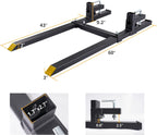 60" 2000lbs Clamp on Pallet Forks Heavy Duty Tractor Forks with Adjustable Stabilizer Bar Tractor Bucket Forks for Tractor Attachments, Skid Steer
