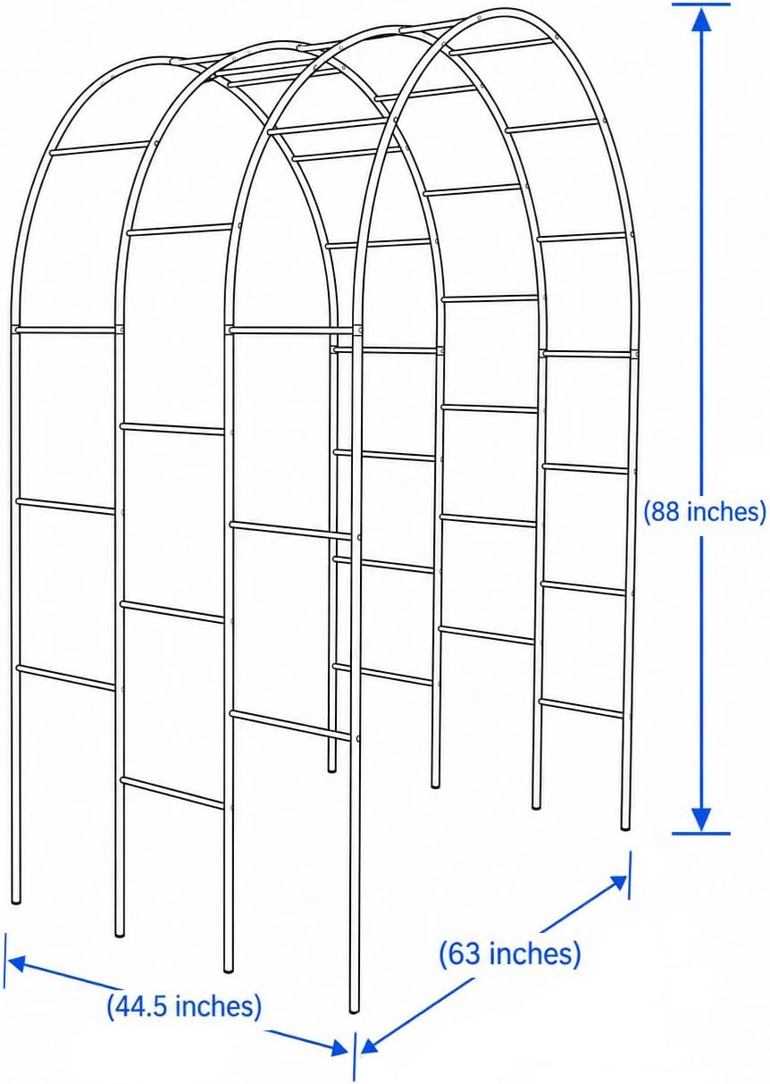 Thickened Tube 3-Layer, 88" H x 63" W x 44.5" D, Garden Arch Trellis Tunnel, Heavy Duty Metal Arbor for Climbing Plants, Outdoor Wedding Decorations