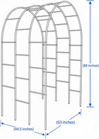 Thickened Tube 3-Layer, 88" H x 63" W x 44.5" D, Garden Arch Trellis Tunnel, Heavy Duty Metal Arbor for Climbing Plants, Outdoor Wedding Decorations
