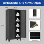 COFaR Wardrobe Closet with Doors, Metal Bedroom Armoire with Adjustable Hanging Rod and Shelves, Farmhouse Broom Closet Storage Cabinet for Garage