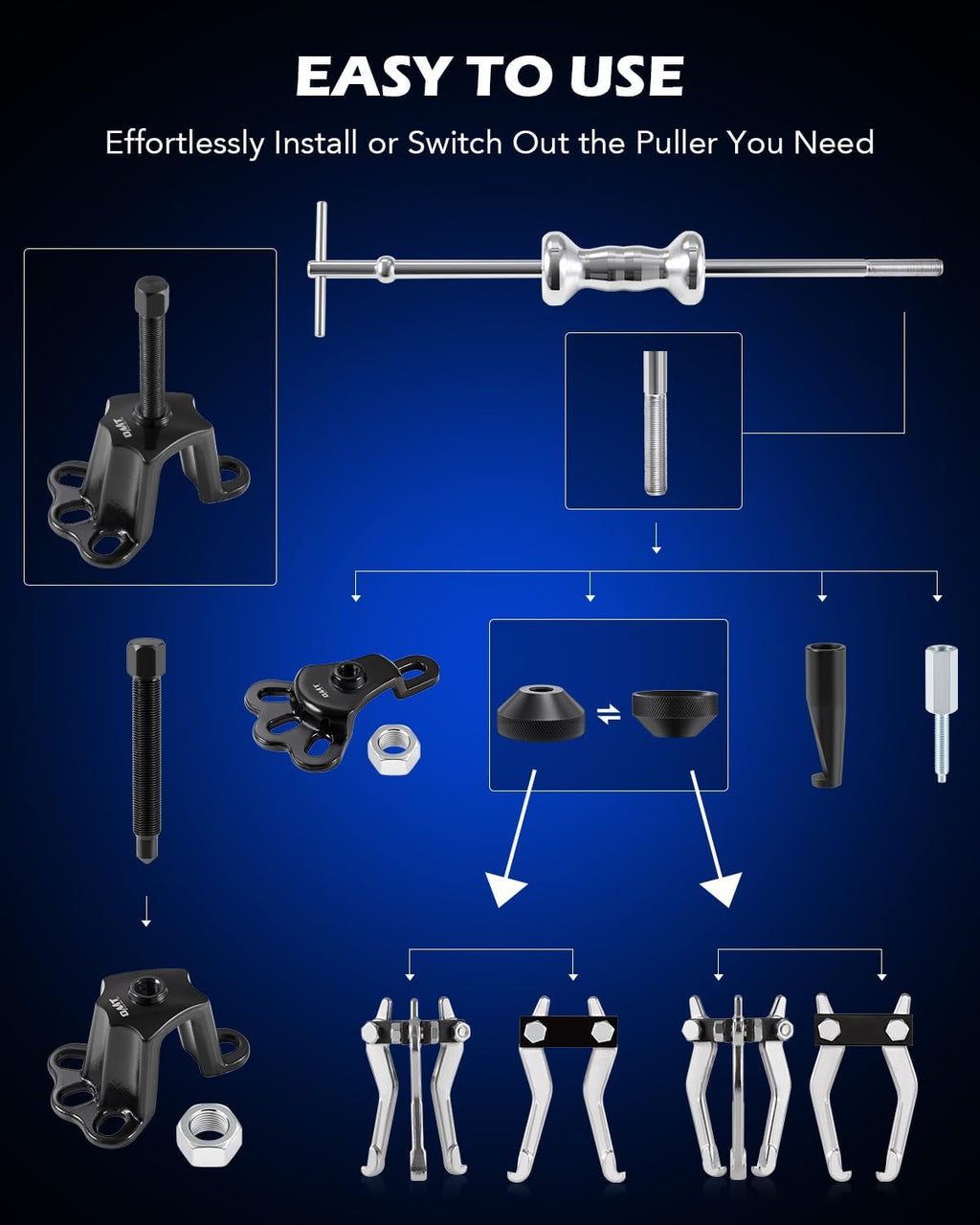 Orion Motor Tech OMT Slide Hammer, 9-Way Slide Hammer Puller Set