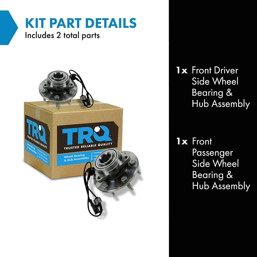 TRQ Front Wheel Bearing & Hub Assembly Set