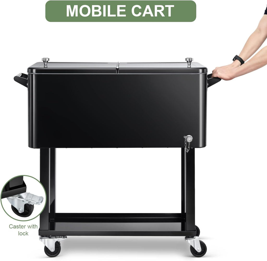 80 Qt Rolling Ice Chest Cooler Cart, Stand Up Cooler Trolley