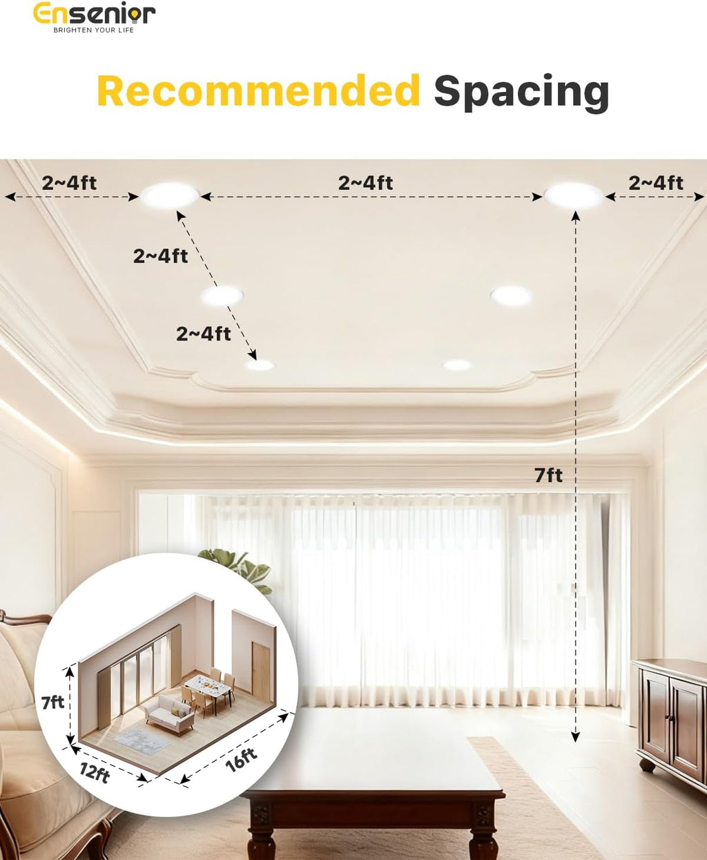Ensenior 24Pack 4 Inch LED Recessed Ceiling Light, 5CCT, 750LM 9W 120V