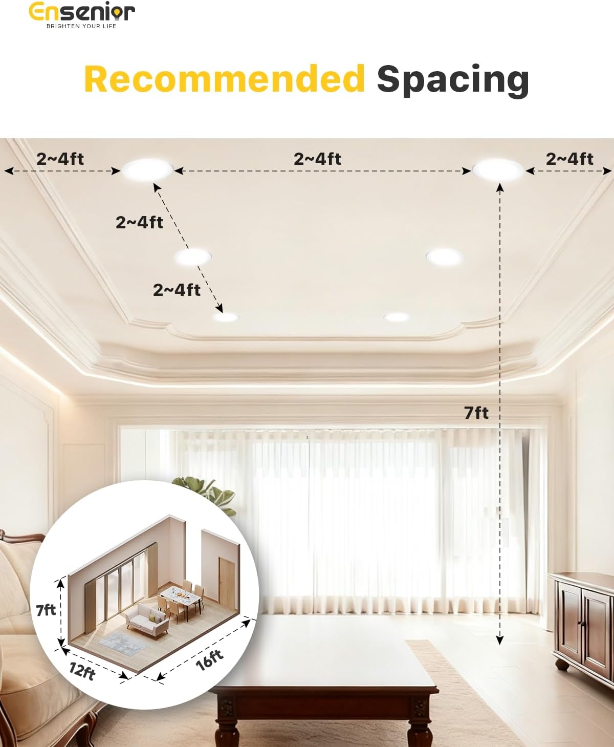 Ensenior 24Pack 4 Inch LED Recessed Ceiling Light, 5CCT, 750LM 9W 120V