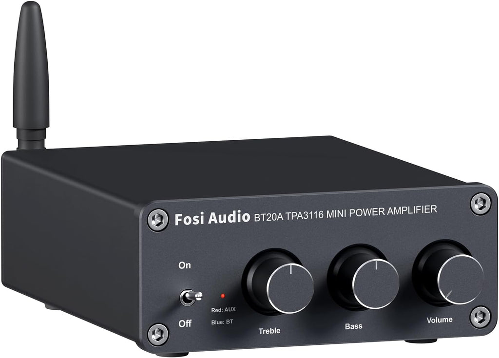Fosi Audio BT20A Bluetooth Stereo Amplifier, 2 Channel Home Audio Component Amplifiers for Passive Speakers, Mini Class D Amp Receiver 200W for