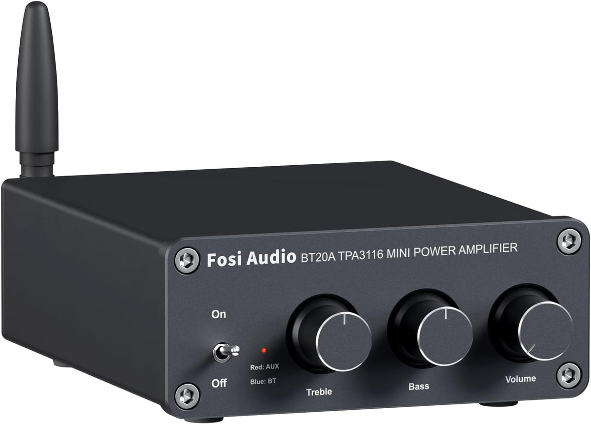Fosi Audio BT20A Bluetooth Stereo Amplifier, 2 Channel Home Audio Component Amplifiers for Passive Speakers, Mini Class D Amp Receiver 200W for