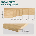 Bme Hevea Solid Wood Butcher Block Countertop, Unfinished, 60" x 25" x 1.5"