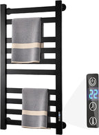 Heated Towel Rack Timer & Multi-Level Temp Adjustment Black