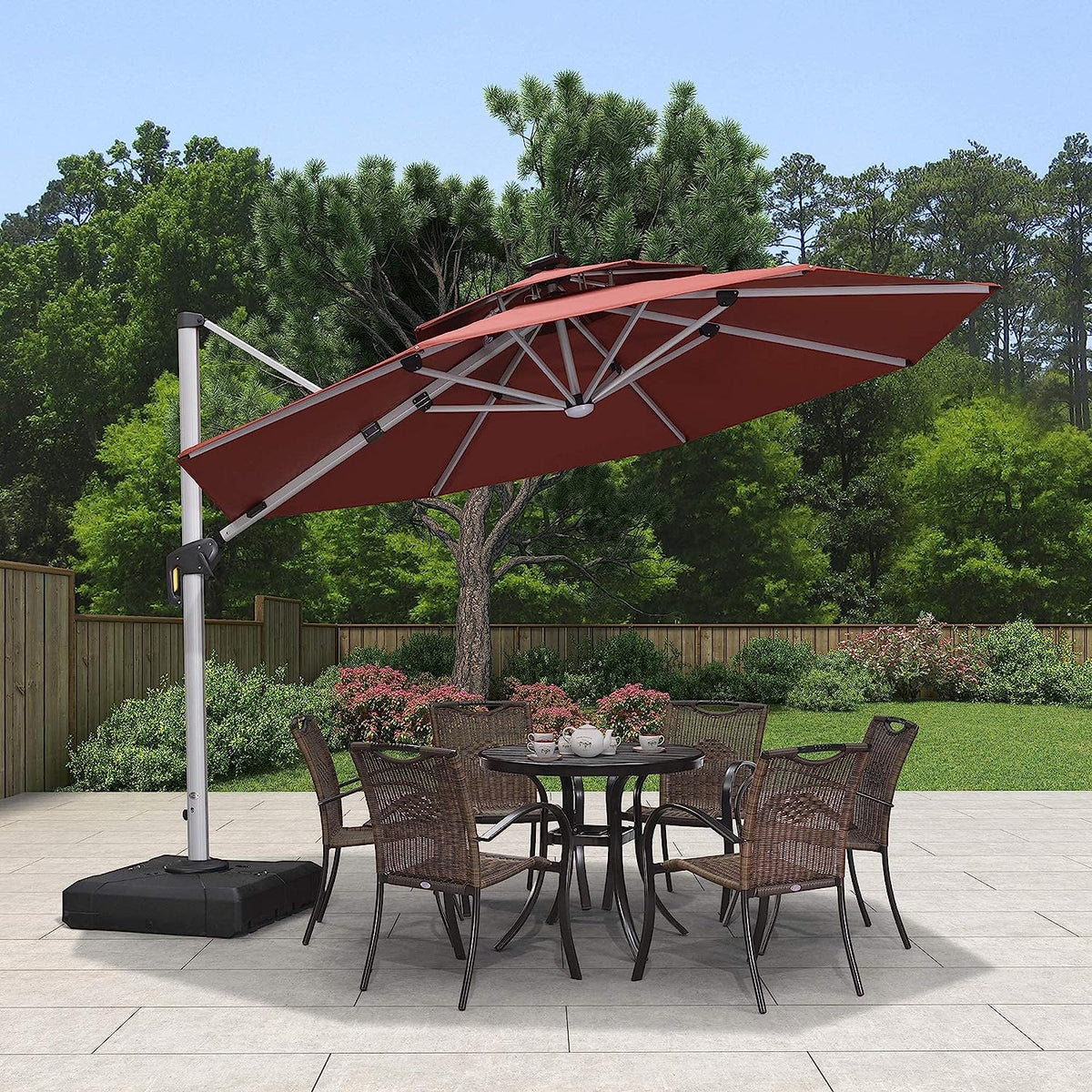 12ft Solar LED Cantilever Patio Umbrella