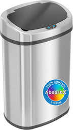 iTouchless Patented 13 G Stainless Steel Sensor Trash Can | AbsorbX Filter