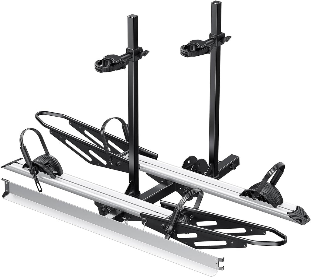 Young 2-Bike Ebike Hitch Rack with Ramp, 200 lbs Capacity for Car, SUV