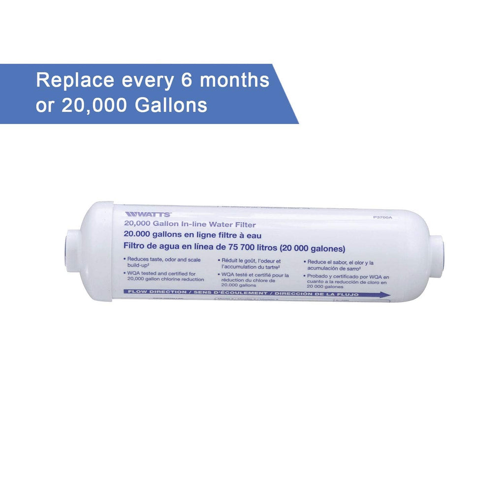 Watts Premier 20000 Gallon Inline Water Filter 1/4" Brass Connectors