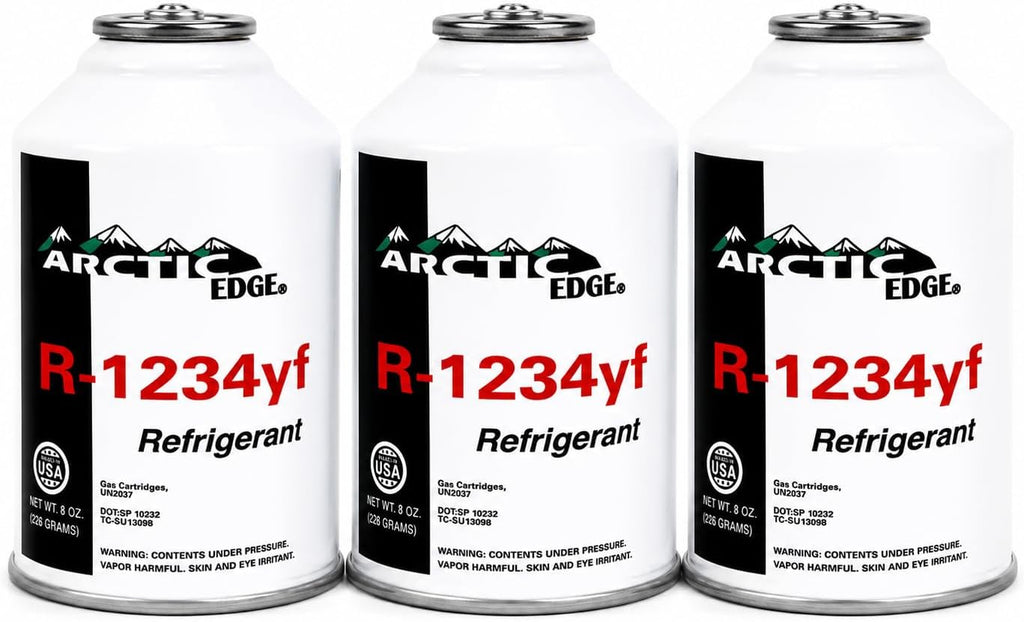 Arctic Edge R1234yf Refrigerant for MVAC Use, 8 oz Self-Sealing Can with R1234yf Valve, 3 cans