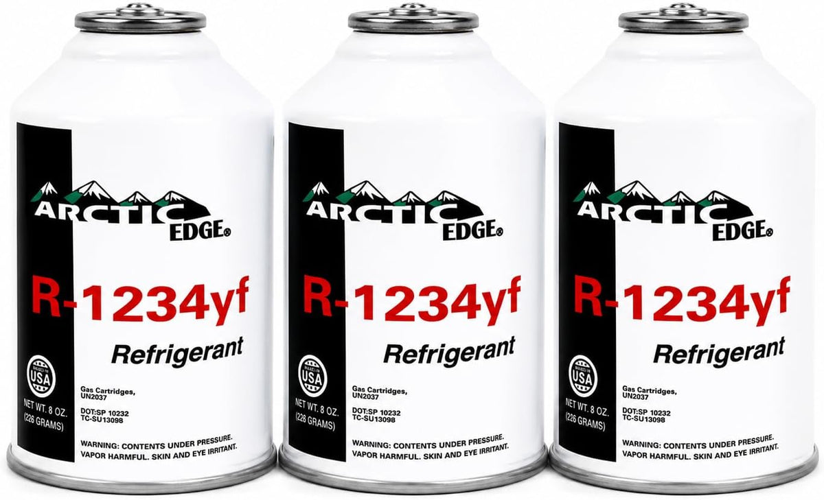 Arctic Edge R1234yf Refrigerant for MVAC Use, 8 oz Self-Sealing Can with R1234yf Valve, 3 cans