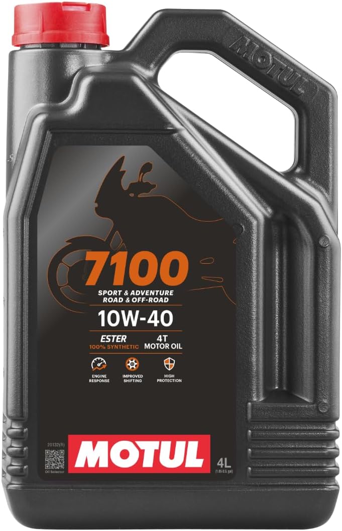 Motul 7100 4T 10W-40 Full Synthetic Motorcycle Oil - Ester Technology - API SP JASO MA2 Wet Clutch Safe - Engine and Gearbox Protection for Street