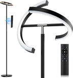 LED Floor Lamp - Dimmable Tall Standing Lamp with Remote Control/Button, 3000-6500K, 22W Modern Floor Reading Light, Uplighter Corner Floor Lamp for