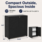 ADDOK Outdoor Storage Cabinet,60 Gallon Waterproof Resin Patio Storage Cabinet with 1 Adjustable Metal Shelf, Upright Outdoor Cabinet for Garden