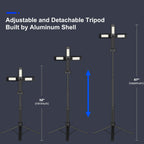 Rechargeable LED Work Light with Stand, Aluminum 67" Portable Cordless Work Light, 8AH Battery, 500/1500/2500 Lumen, 4000/6500K Dimmable Camping