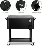 80 Qt Rolling Ice Chest Cooler Cart, Stand Up Cooler Trolley