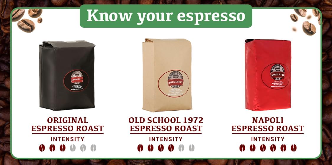 Nicoletti Coffee Espresso Roast Beans 5lb(Made in Brooklyn NY since 1972) Fresh Roasted Espresso beans with Date Stamp.