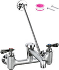 8 Center Commercial Mop Sink Faucet with Vacuum Breaker Wall Mount