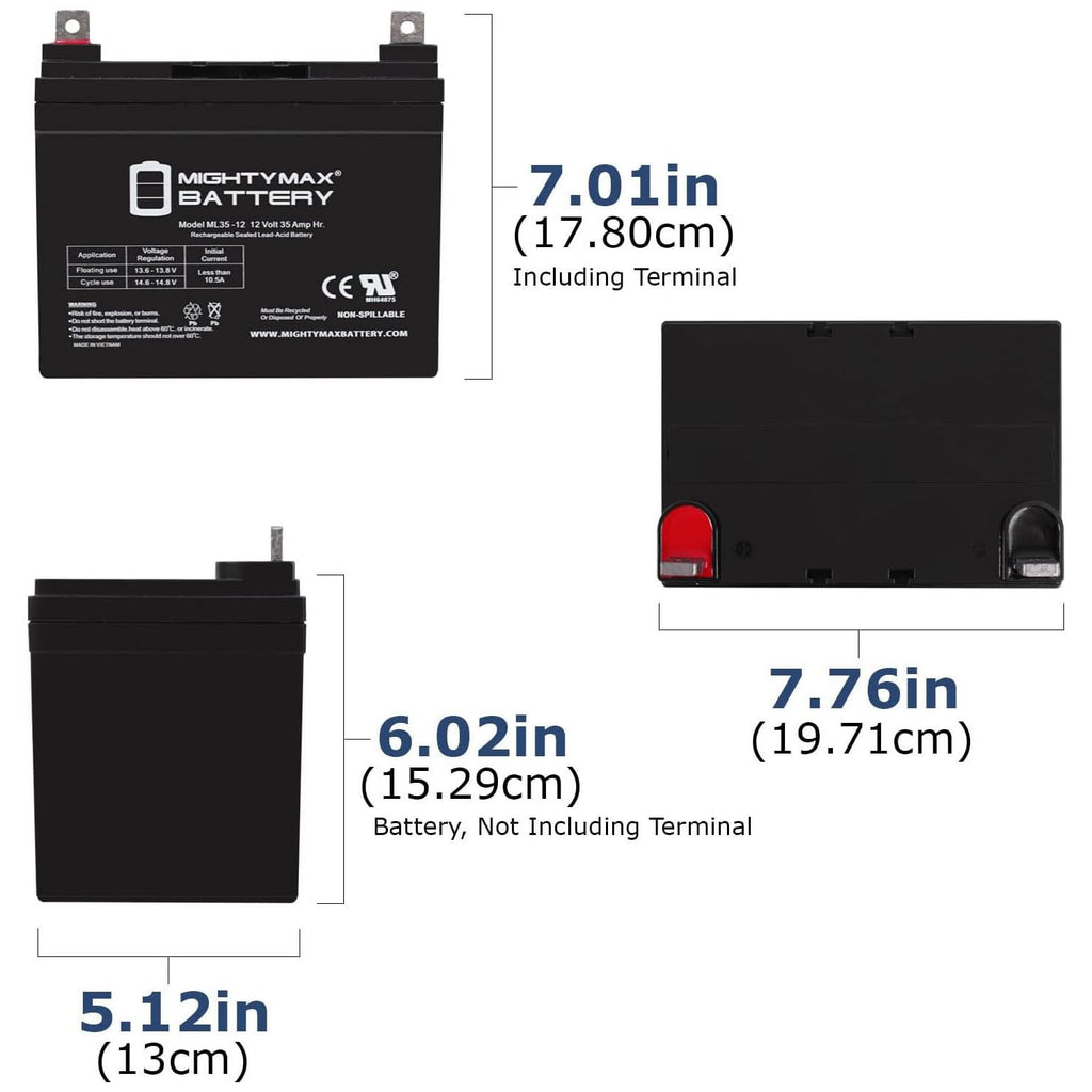 ML35-12 - 12 Volt 35 AH SLA Battery- Mighty Max Battery Brand Product