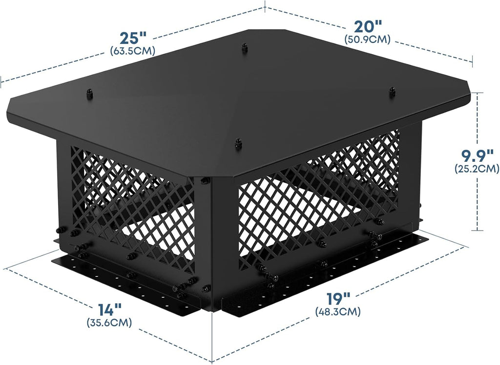 Stanbroil 14" x 19" Chimney Cap, Adjustable Fit Existing Outside Clay Flue