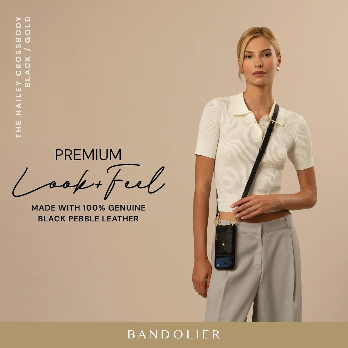 Bandolier Hailey Chrome Leather Crossbody Compatible With iPhone 18 Pro Max