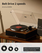 ANGELS HORN Vinyl Record Player, Bluetooth Turntable with Built in Speakers