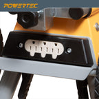 POWERTEC Portable Miter Saw Stand w/ Quick-release Mounting Brackets, 330Lbs Load Capacity, 8" Wheels and 3-Prong Tripple Outlets, Folding Design for
