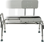 DMI Tub Transfer Bench and Shower Chair with Non Slip Aluminum Body, FSA Eligible, Adjustable Seat Height and Cut Out Access, Holds Weight up to 400