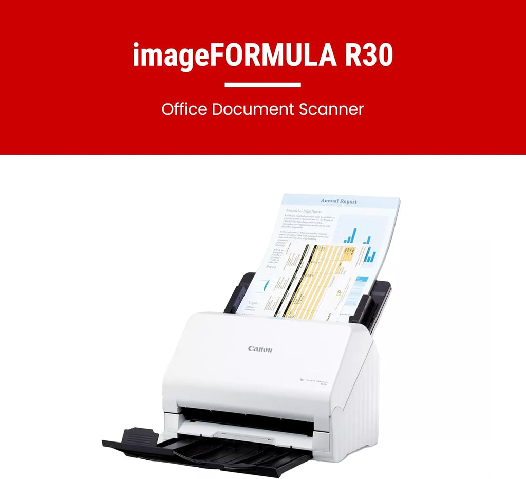 Canon imageFORMULA R30 - Office Document Scanner, Auto Document Feeder, Duplex Scanning, Plug-and-Scan Capability, No Software Installation Required