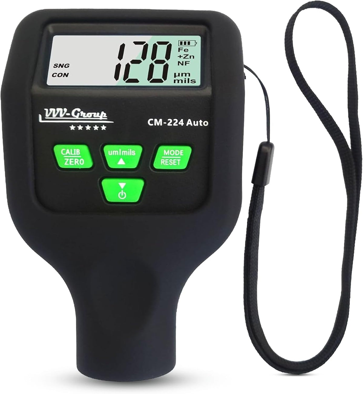 Paint Thickness Gauge CM-224 Auto – Digital Coating Thickness Meter for Cars and Automotive Inspection, Fe / Al / Fe+Zn Detection, 0.1 μm Resolution