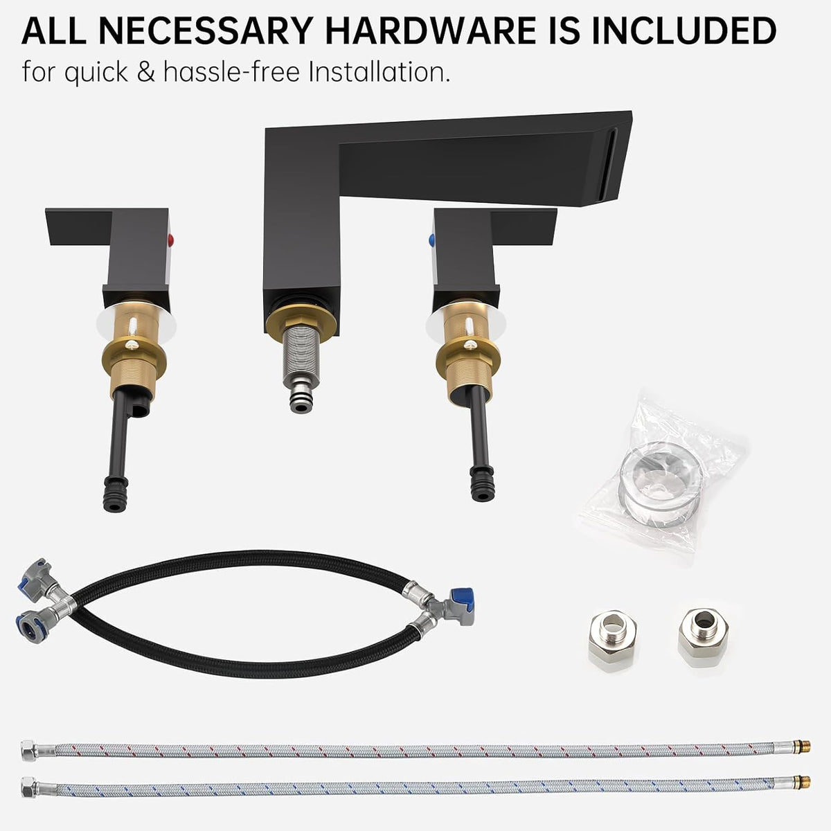 BESy Roman Tub Faucet Set Jacuzzi Bath Bathtub Faucet Deck Mount Black
