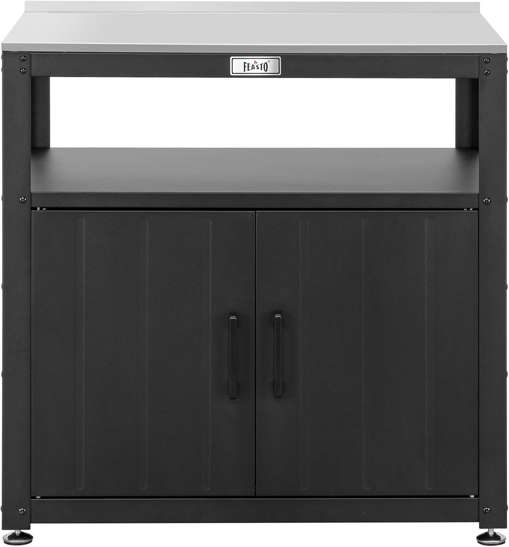 Feasto Metal Outdoor Potting Bench with Storage Cabinet for Garden Work
