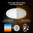 Meconard 6 Pack 6 Inch 5CCT LED Recessed Lighting with Night Light, White