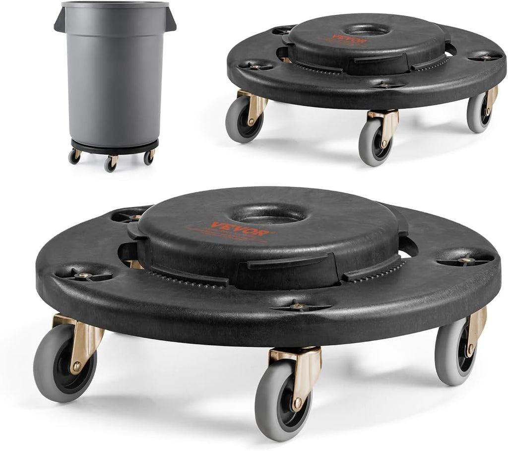 VEVOR Trash Can Dolly 500 lbs 2 Packs Round Trash Can Roller Base Balck