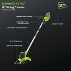 Greenworks 40V 12 in String Trimmer & 390 CFM Blower Combo, 2.0 Ah Battery