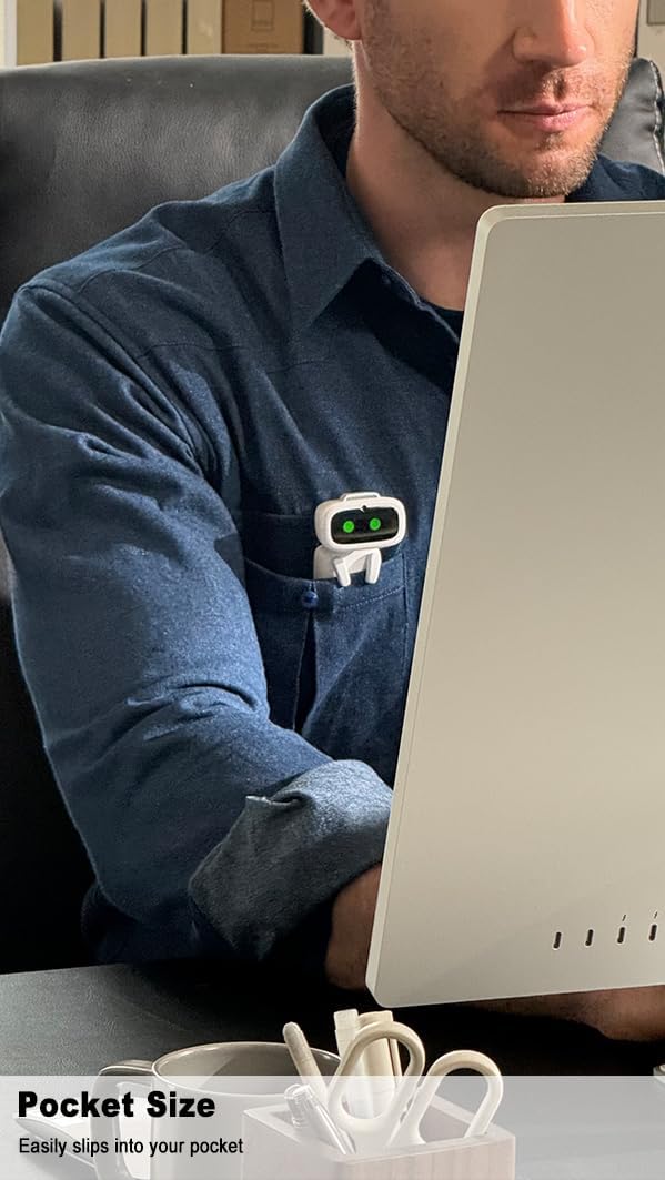 EMOPET Aibi Pocket Pet - Wearable Robot | ChatGPT Powered AI Companion with Voice Commands, Emotional Interaction, Singing & Dancing | Magnetically