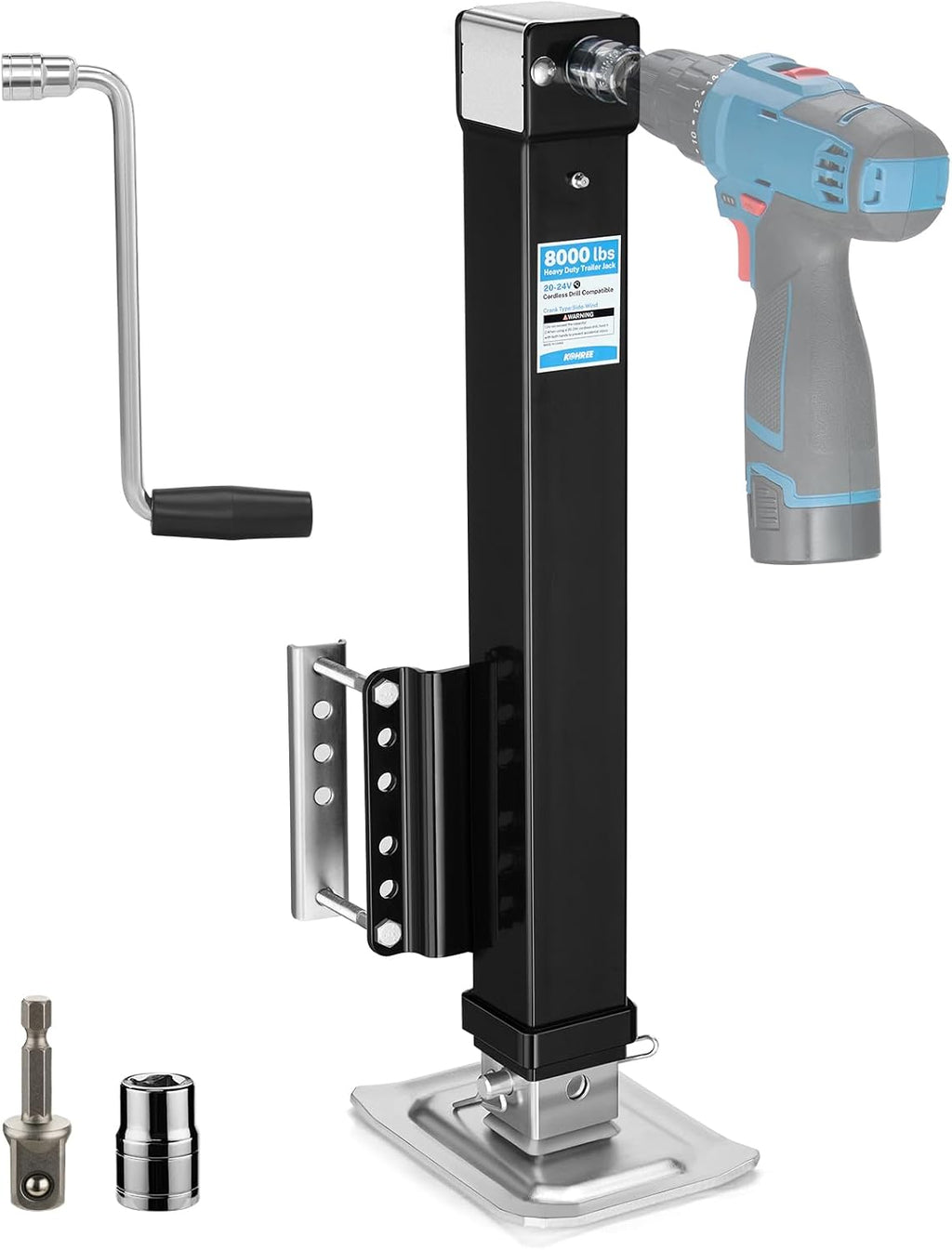 Kohree 8000 lbs Trailer Jack Heavy Duty, 20-24V Electric Drill–Operated