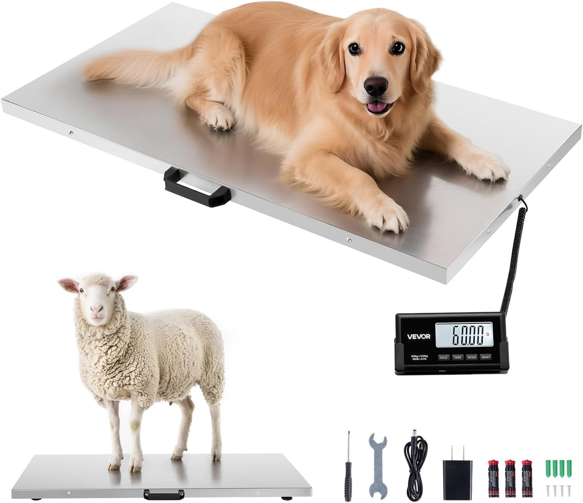VEVOR Livestock Scale 660 lbs, Large Animal Scale for Dogs, Pigs, Goats