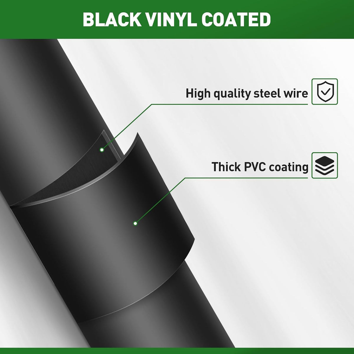 Black Hardware Cloth 1/2 Inch 48" x 100' 19 Gauge, PVC Coating Wire Fence Rolls Vinyl Coated Welded Chicken Wire Mesh for Poultry Netting Cage Fence