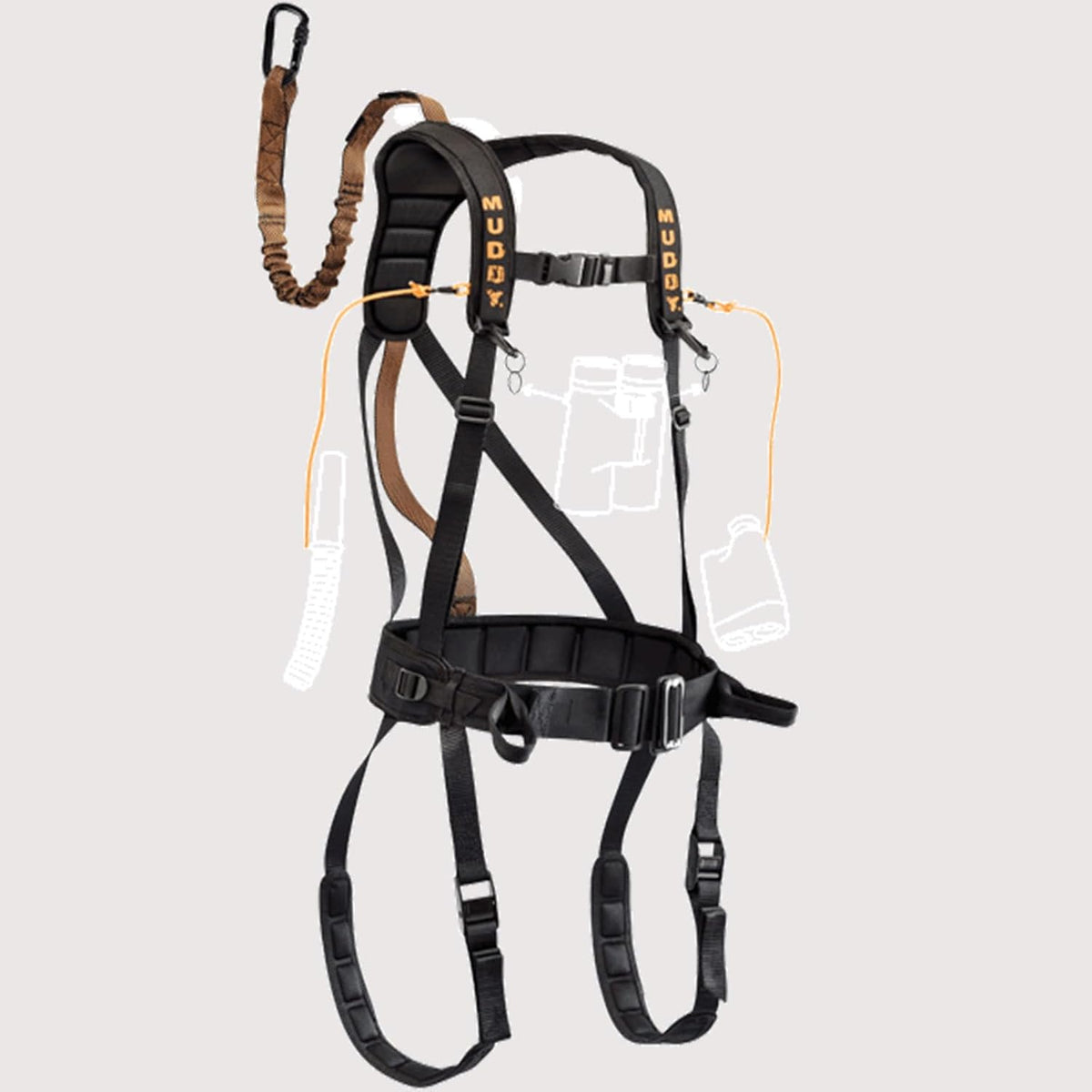 MUDDY Safeguard Youth Combo Safeguard Harness, Lineman's Rope, Tree Strap, Suspension Relief Strap, & Carabiner Super Light Easy-to-Use 360-degree