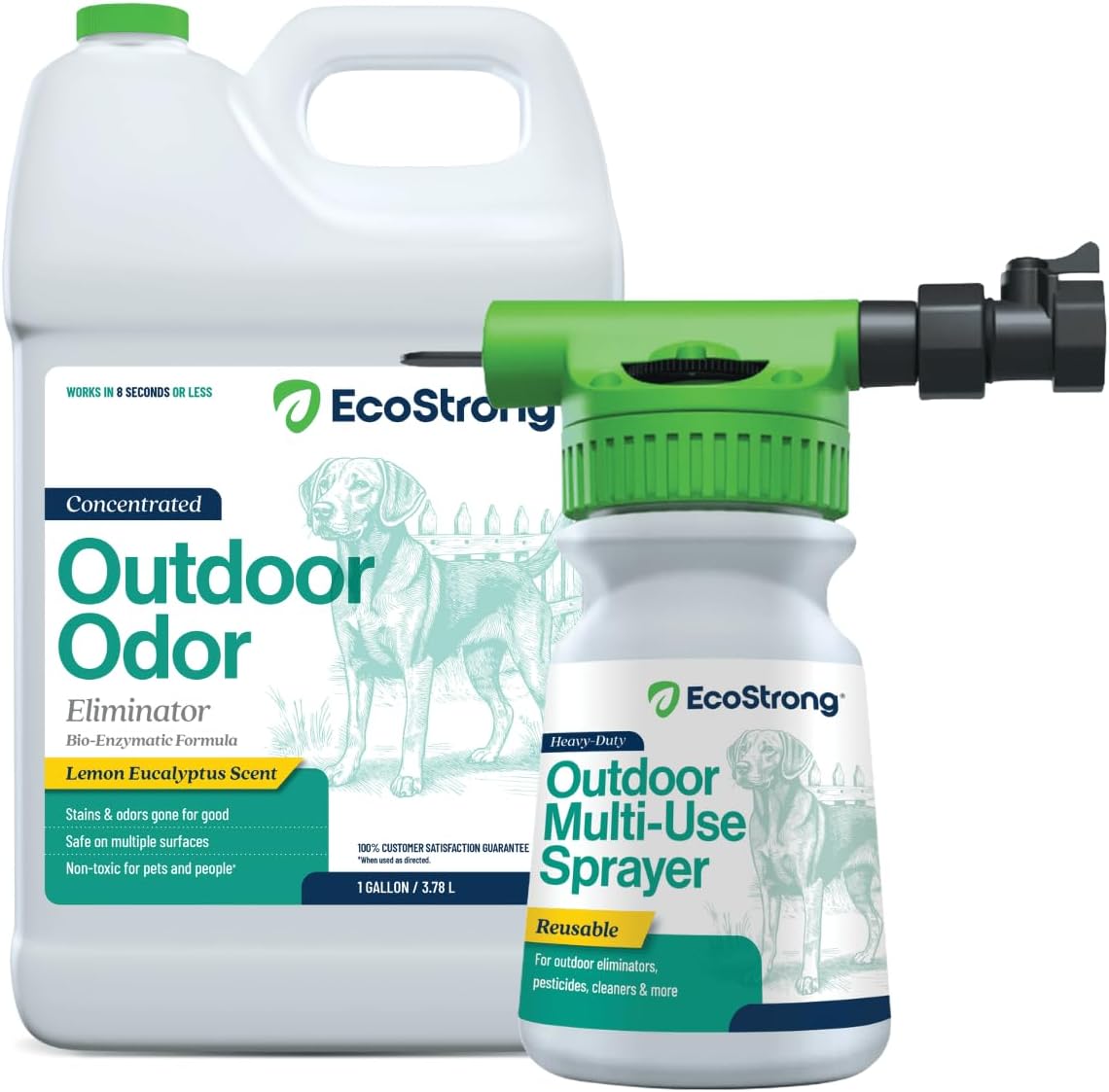 Eco Strong Outdoor Odor Eliminator | Outside Dog Urine Enzyme Cleaner – Powerful Pet, Cat, Animal Scent Deodorizer | Professional Strength for Yard