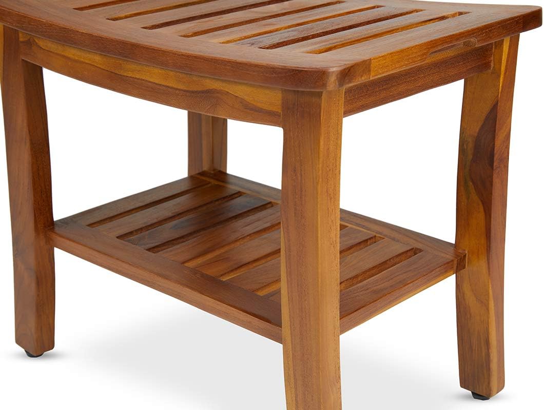 Teakcraft Teak Shower Bench & Stool for Inside Shower, 21", Fully Assembled