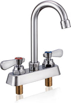 4" Center Utility Sink Faucet with Gooseneck Spout Deck Mount 2 Hole