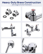 8 Center Commercial Mop Sink Faucet with Vacuum Breaker Wall Mount